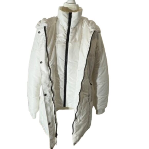 DETAILS INTL Women's White Zipper Hooded Coat with Size PS - Picture 8 of 15